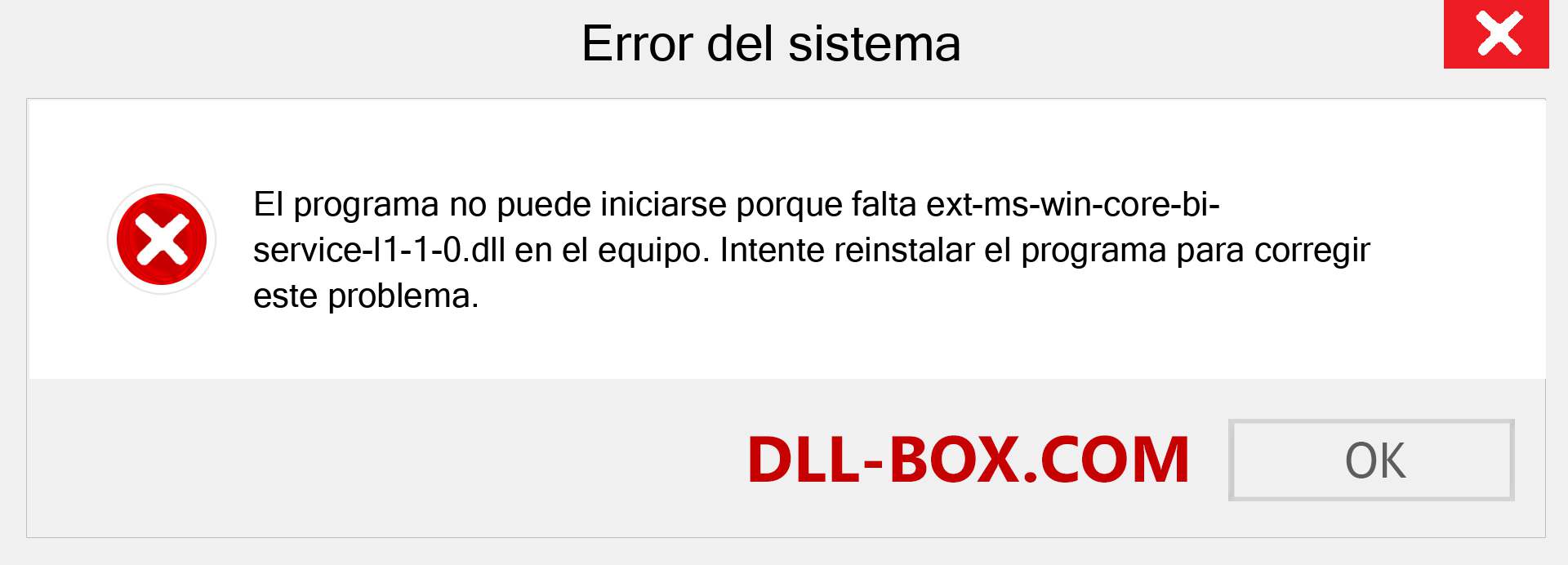 ¿Falta el archivo ext-ms-win-core-bi-service-l1-1-0.dll ?. Descargar para Windows 7, 8, 10 - Corregir ext-ms-win-core-bi-service-l1-1-0 dll Missing Error en Windows, fotos, imágenes