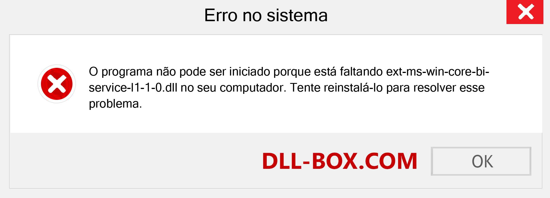 Arquivo ext-ms-win-core-bi-service-l1-1-0.dll ausente ?. Download para Windows 7, 8, 10 - Correção de erro ausente ext-ms-win-core-bi-service-l1-1-0 dll no Windows, fotos, imagens